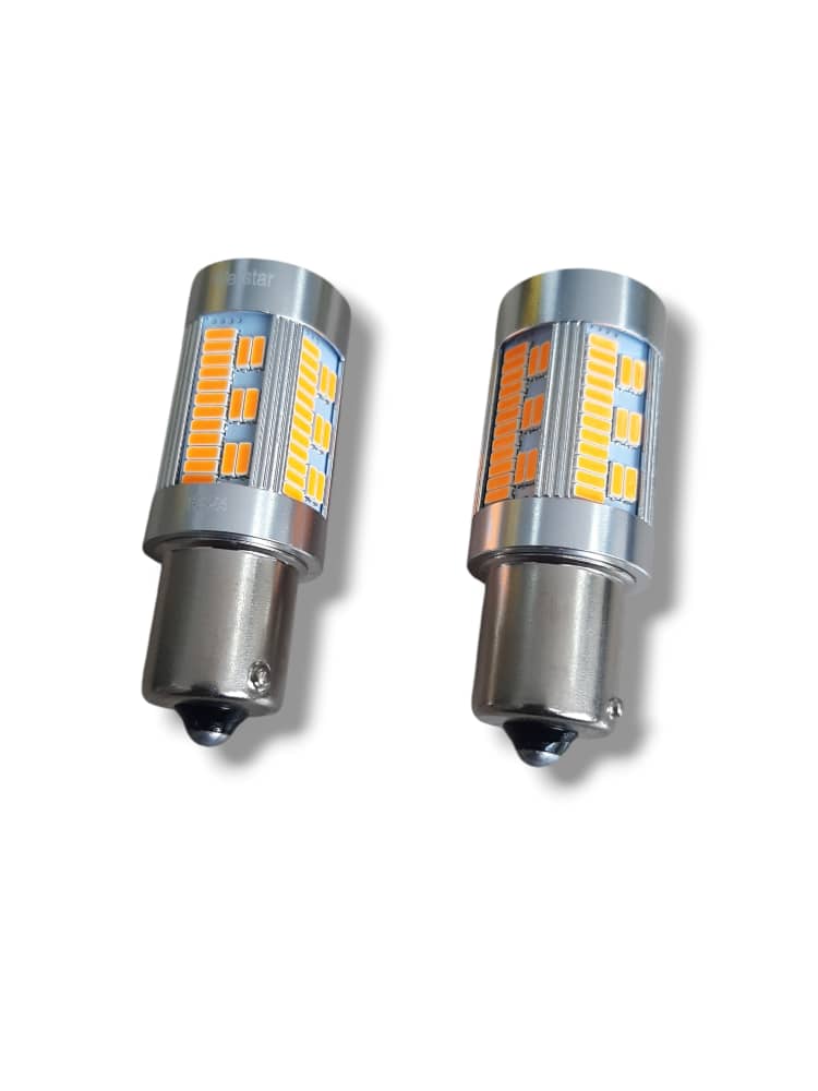 PAR BOMBILLO UN CONTACTO GRANDE LED 1156 NARANJA