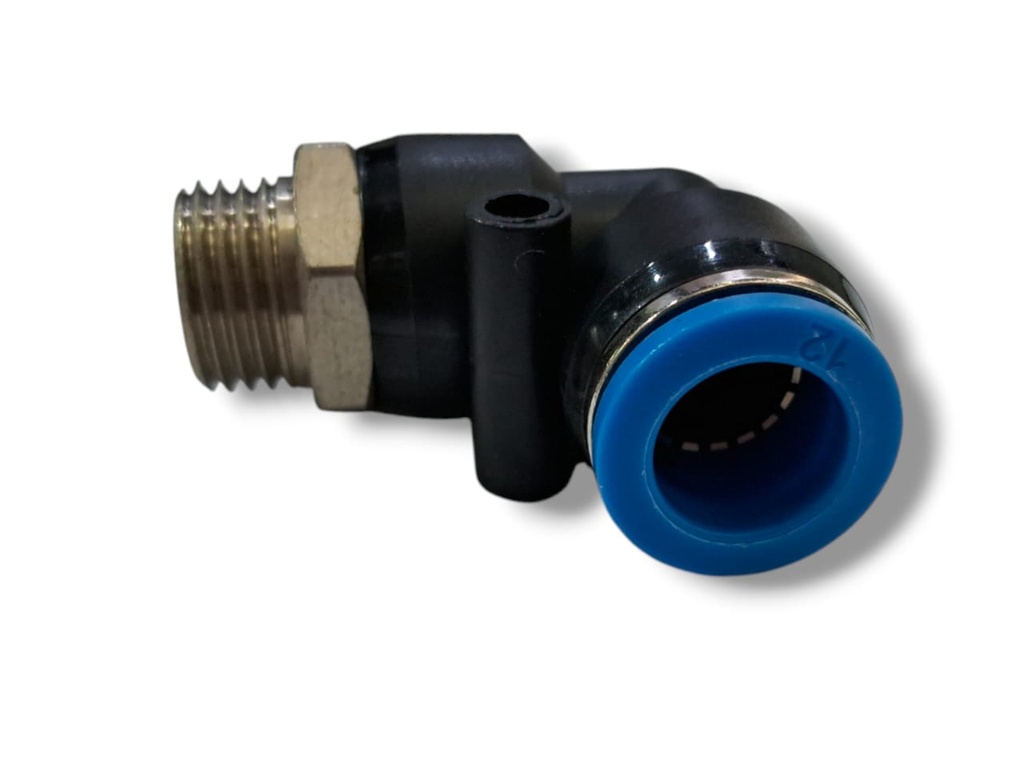 CONEXION UNION RAPIDA CODO MANGUERA 12mm. MACHO 16mm. x 1.5mm.