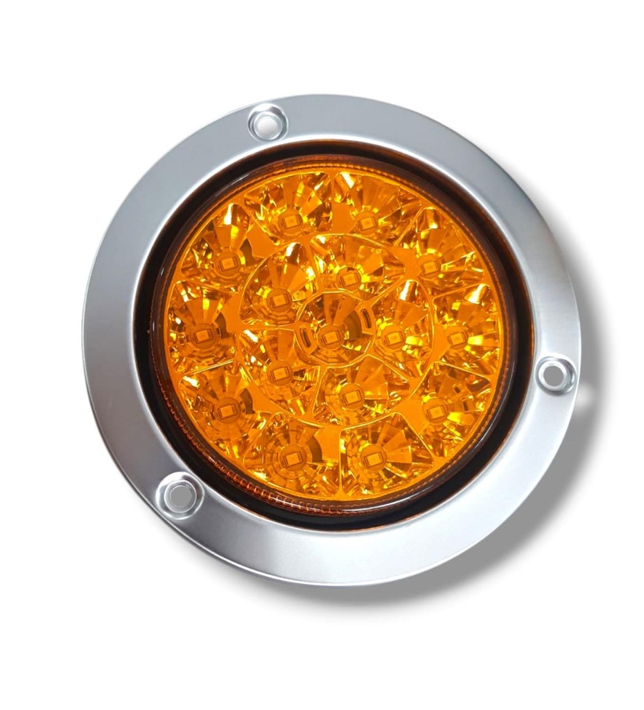 FARO STOP REDONDO LED AMARILLO 12V/24V ARO CROMADO