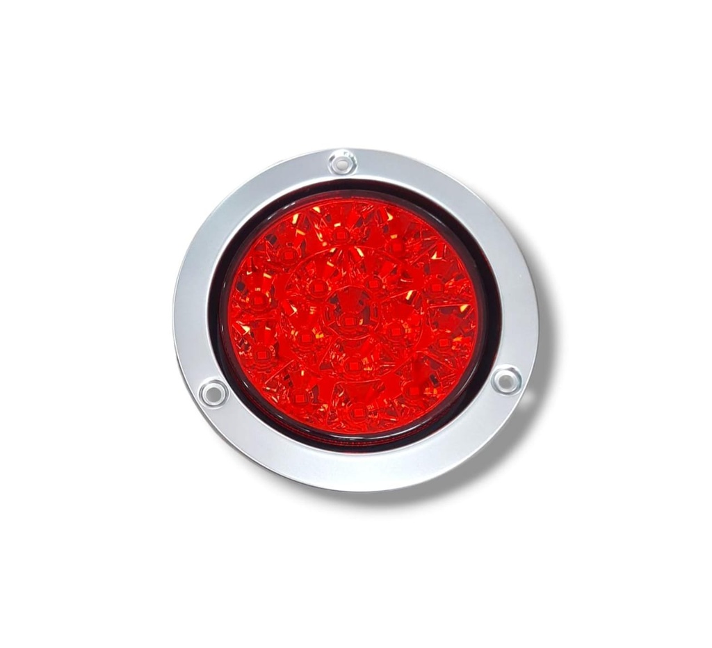 FARO STOP REDONDO LED ROJO 12V/24V ARO CROMADO