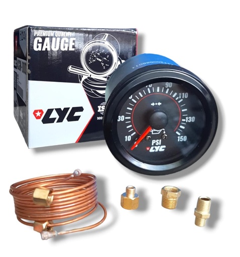 [ACGO-0001] RELOJ PRESION DE ACEITE 0-150 Psi CON TUBERIA UNIVERSAL