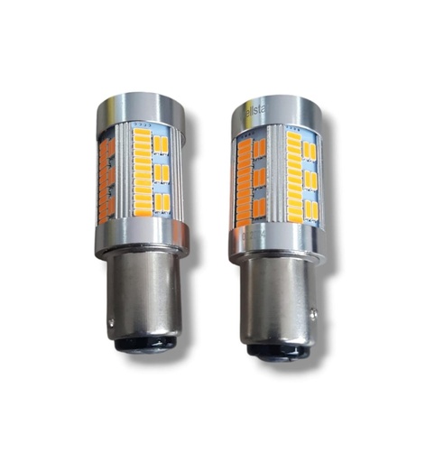 [1157-O] PAR BOMBILLO DOS CONTACTO GRANDE LED 1157 NARANJA