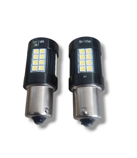 [BAU15-SW] PAR BOMBILLO UN CONTACTO GRANDE LED BAU15 BLANCO.