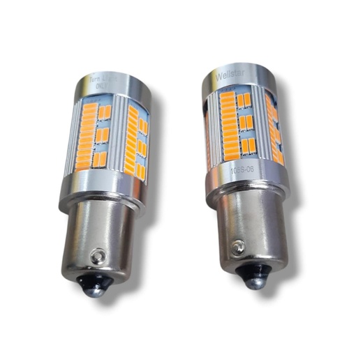 [BAU15-SO] PAR BOMBILLO UN CONTACTO GRANDE LED BAU15 NARANJA