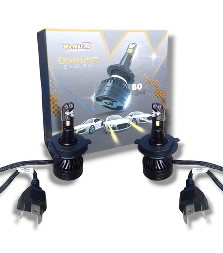 [DMD3C-H4] PAR BOMBILLO HALOGENO H4 LED 80Watts. LUZ BLANCA DIAMOND 3 COLORES IVECO EURO TECH / EURO TRAKKER / DAILY